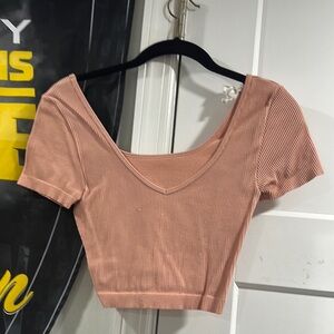 Women's Ribbed Pink Crop Top